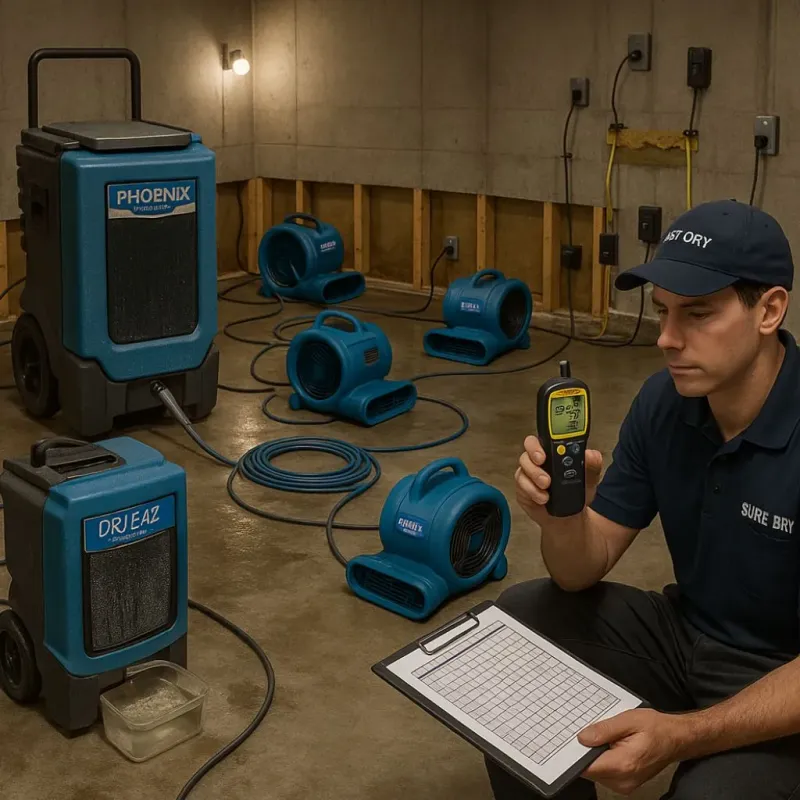 Structural Drying and Dehumidification process in Orosi, CA